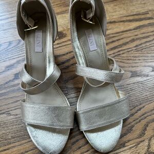 Glint Women's Gold Strappy Wedge Sandals